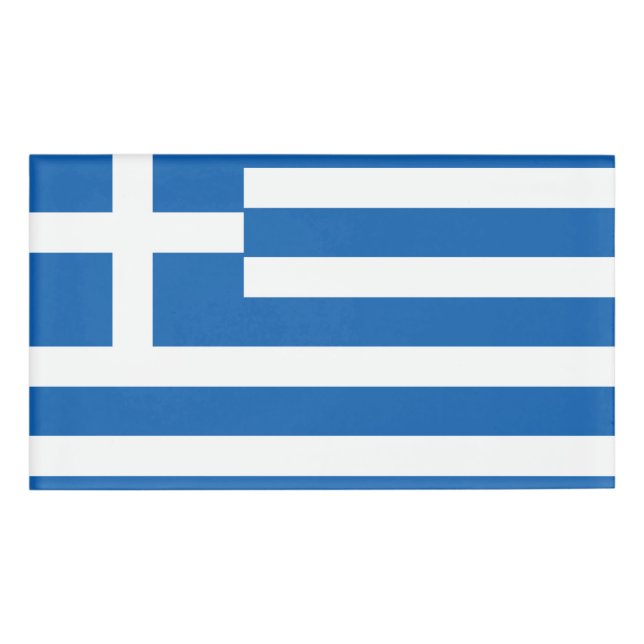 Flag of Greece Greek Flag Name Tag (Front)
