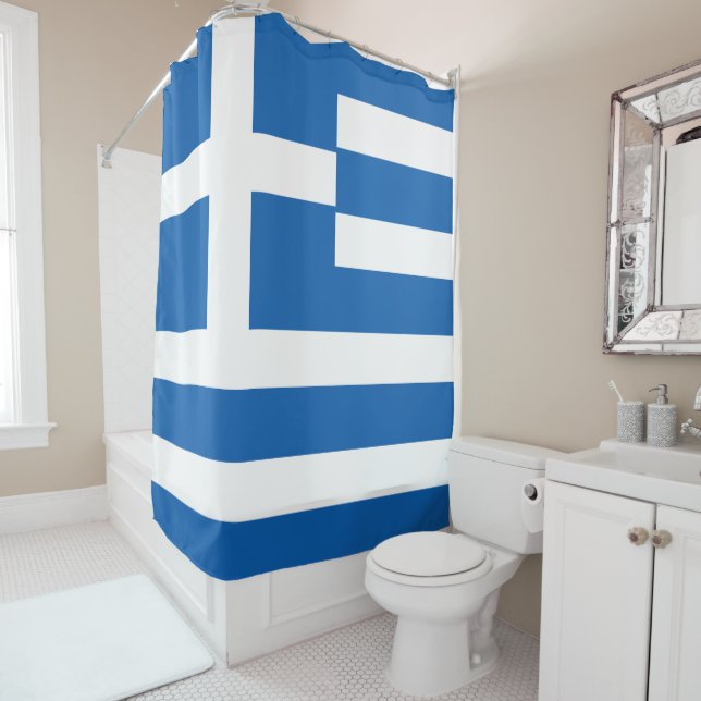 Flag of Greece Greek Flag Shower Curtain (In Situ)