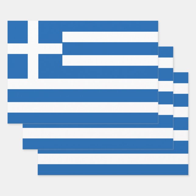 Flag of Greece Greek Flag Wrapping Paper Sheet (Set)