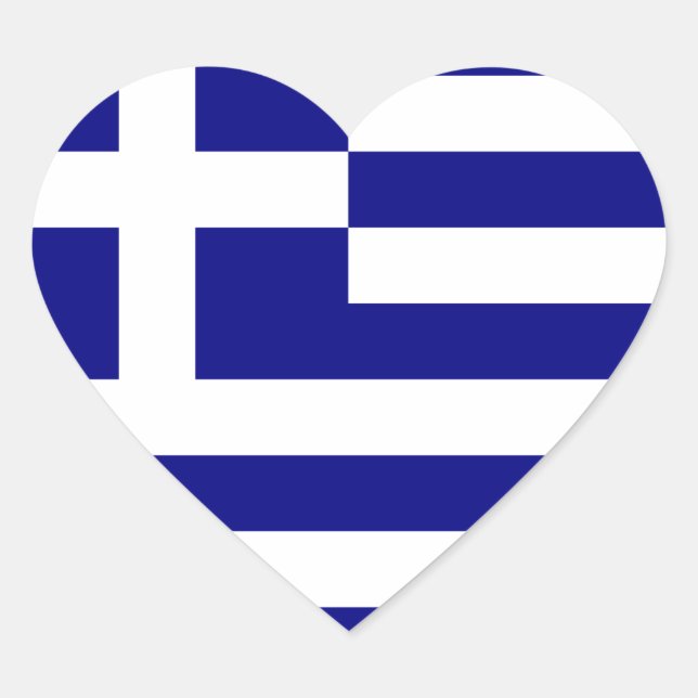Flag of Greece Heart Sticker (Front)