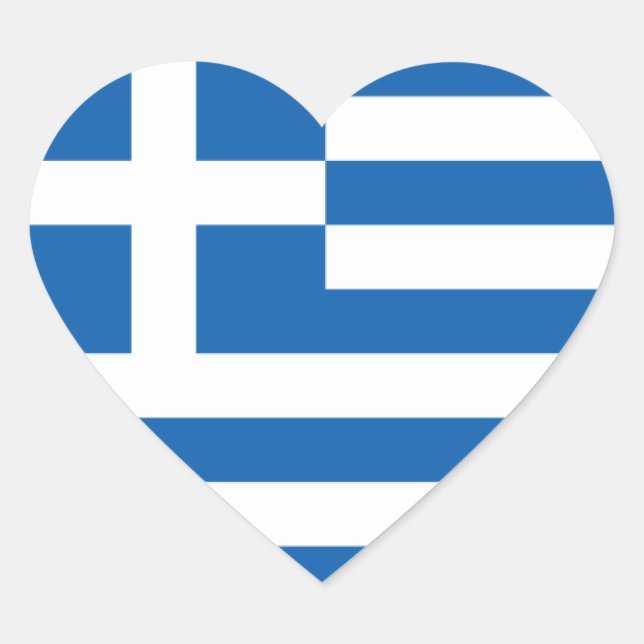 Flag of Greece Heart Sticker (Front)