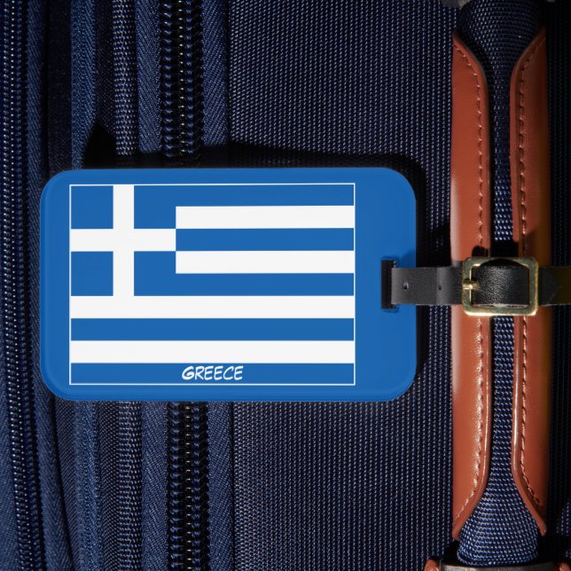 Flag of Greece souvenir Luggage Tag (Front Insitu 4)