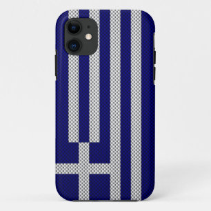Flag of Greece with Carbon Fibre Effect iPhone 11 Case