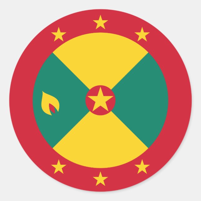 Flag of Grenada Classic Round Sticker (Front)