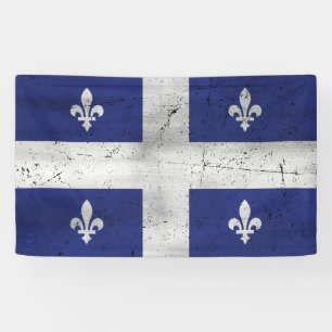 Flag of grunge Quebec eroded style Banner
