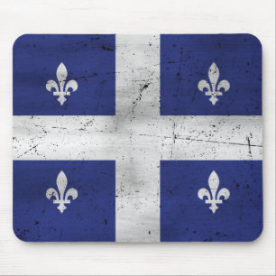 Flag of grunge Quebec eroded style Mouse Mat