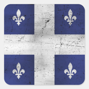 Flag of grunge Quebec eroded style Square Sticker