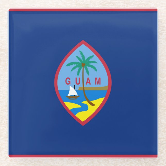 Flag of Guam Glass Coaster (Front)