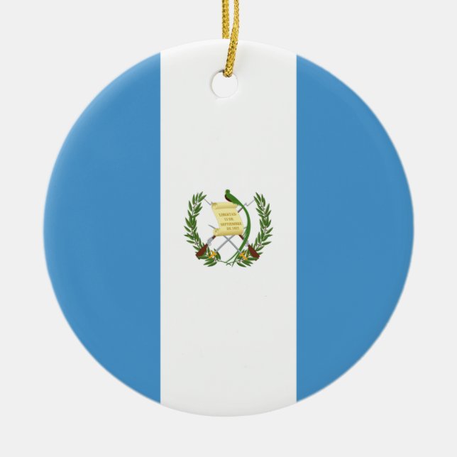 Flag of Guatemala Ceramic Tree Decoration (Front)