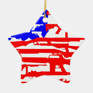 Flag Of Guns 2nd Amendment Ceramic Tree Decoration