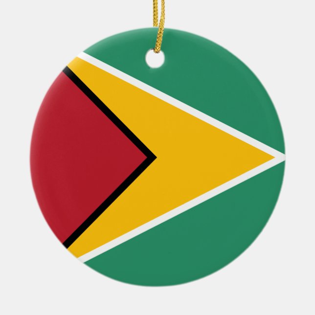 Flag of Guyana Ceramic Tree Decoration (Front)