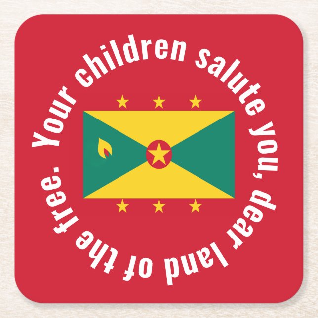 Flag of Guyana National Anthem Red Green Yellow Square Paper Coaster (Front)