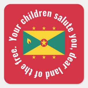 Flag of Guyana National Anthem Red Green Yellow Square Sticker