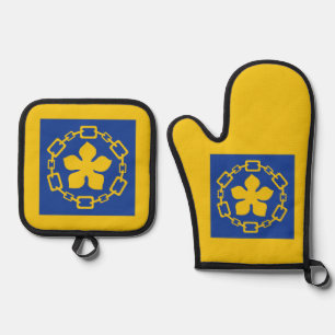 Flag of Hamilton, Ontario Serving Tray Oven Mitt & Pot Holder Set