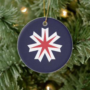 Flag of Hokkaido Prefecture, Japan Ceramic Tree Decoration