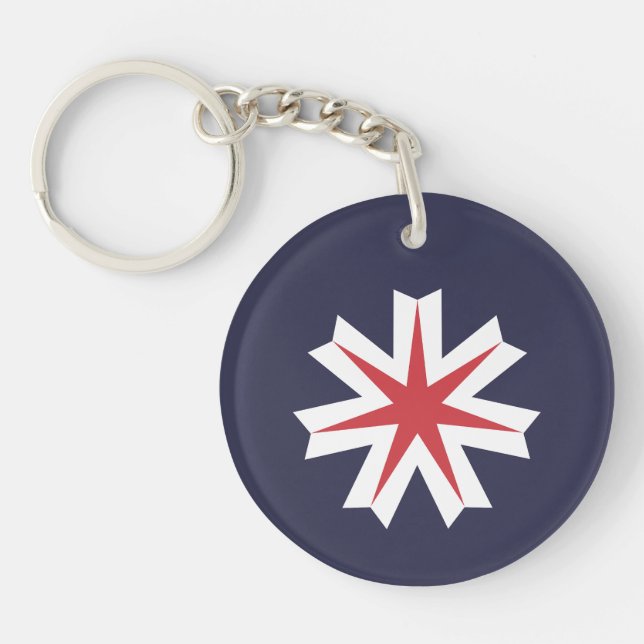Flag of Hokkaido Prefecture, Japan Key Ring (Front)
