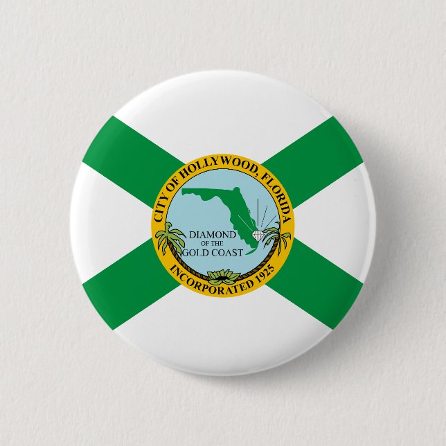 Flag of Hollywood, Florida 6 Cm Round Badge (Front)
