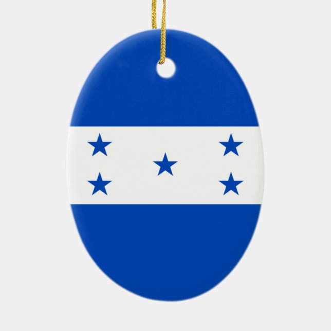 Flag of Honduras Ceramic Tree Decoration (Back)