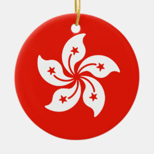 Flag of Hong Kong Ceramic Tree Decoration