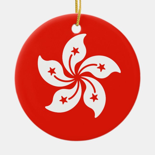 Flag of Hong Kong Ceramic Tree Decoration (Front)
