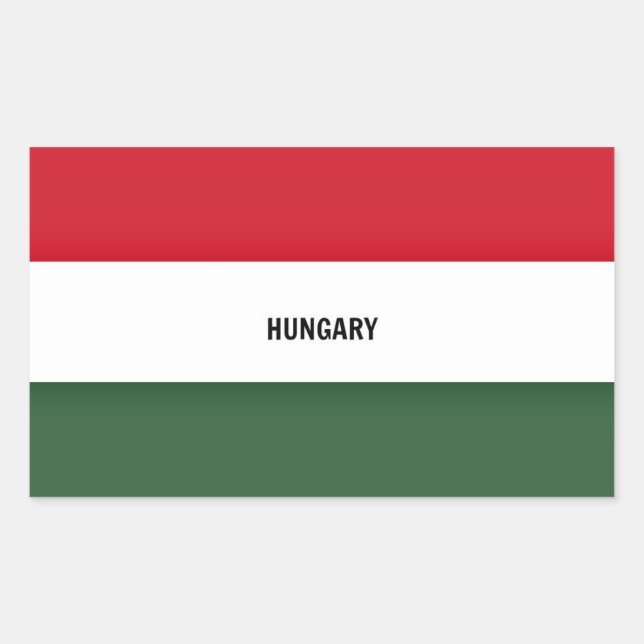 Flag of Hungary, labelled, Rectangular Sticker (Front)