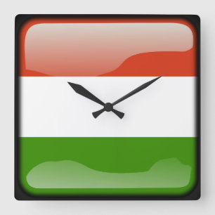 Flag of Hungary Square Wall Clock