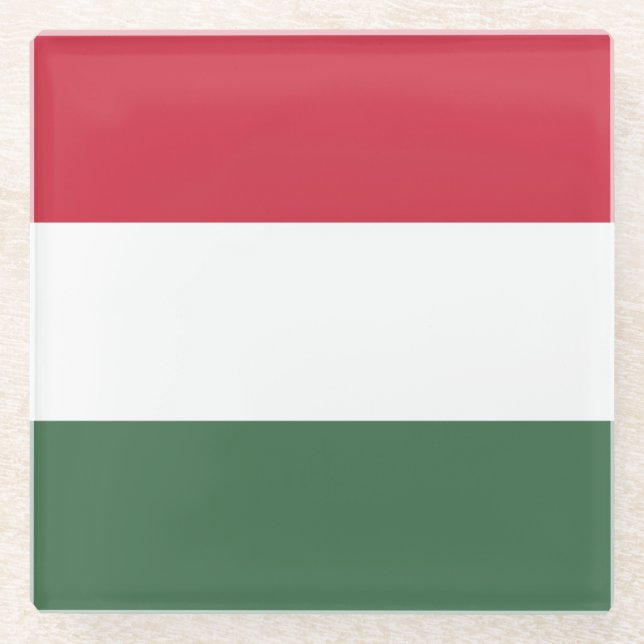 Flag of Hungary tricolor Glass Coaster (Front)