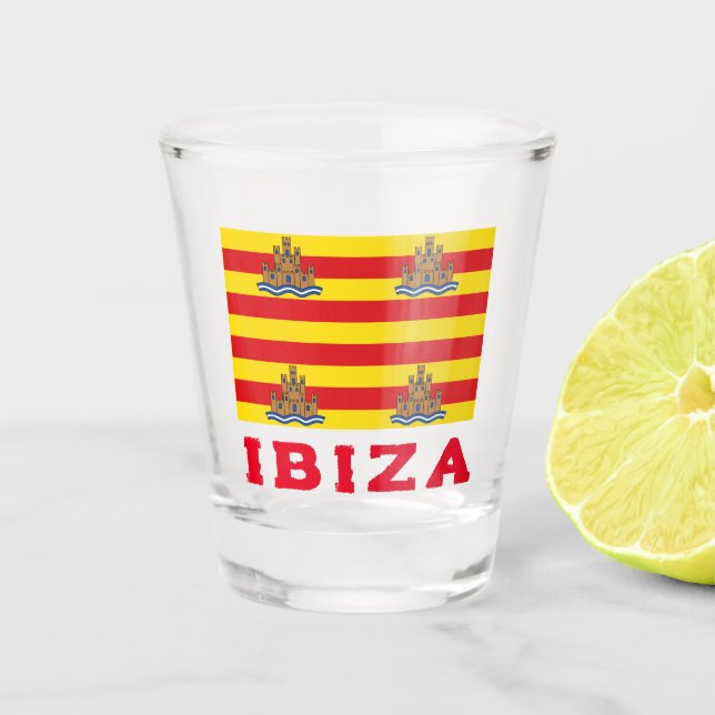 Flag of Ibiza, SPAIN Shot Glass (Front)