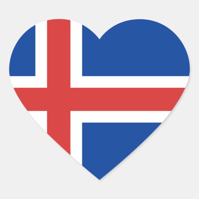 Flag of Iceland Heart Sticker (Front)