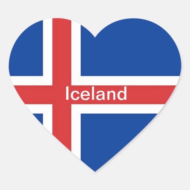 Flag of Iceland Heart Sticker (Front)