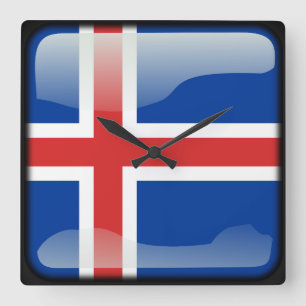 Flag of Iceland Square Wall Clock
