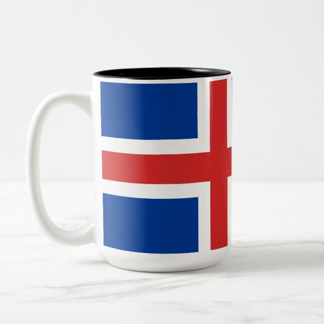 Flag of Iceland Two-Tone Coffee Mug (Left)