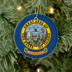 Flag of Idaho Ceramic Tree Decoration