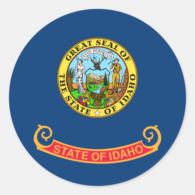 Flag of Idaho Luggage Classic Round Sticker (Front)