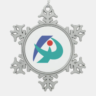 Flag of Iga, Mie, Japan Snowflake Pewter Christmas Ornament