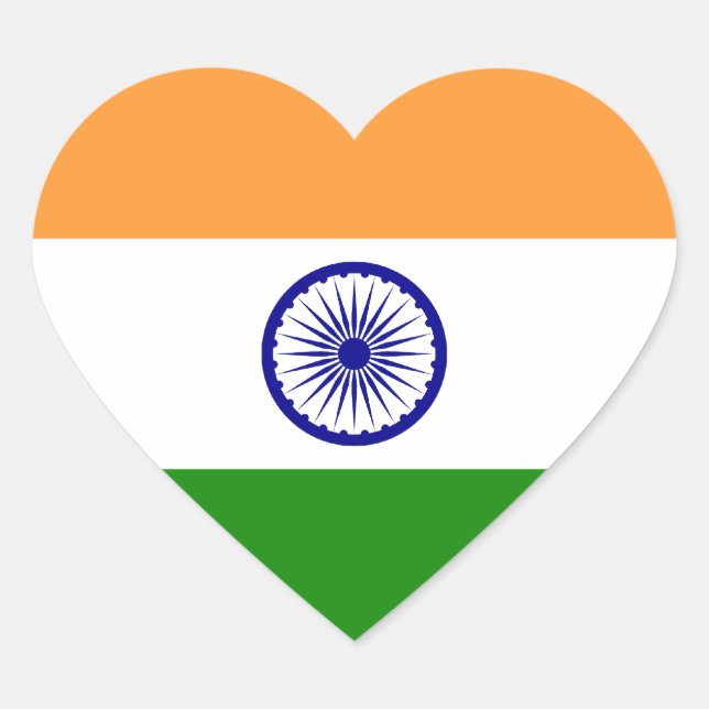 Flag of India Heart Sticker (Front)