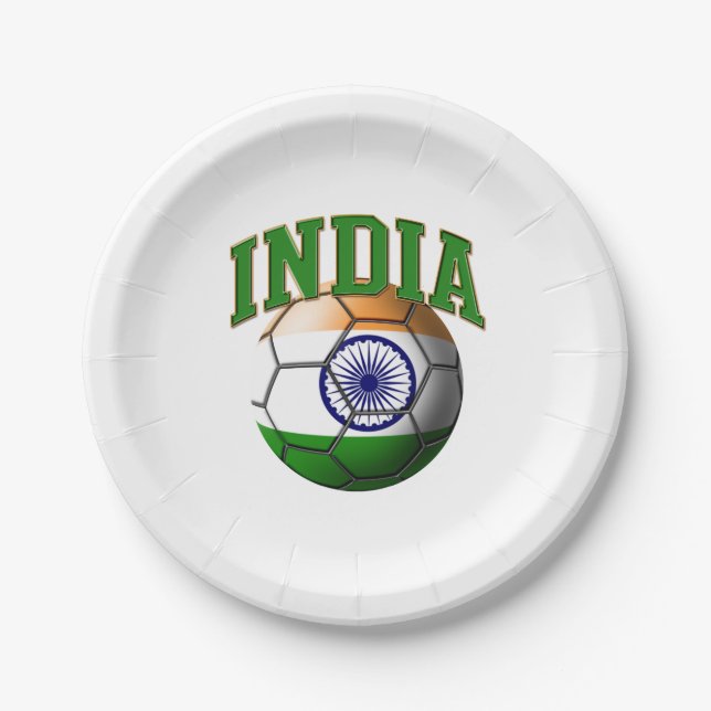 Flag of India Soccer Ball Paper Plate (Front)