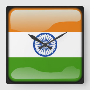 Flag of India Square Wall Clock