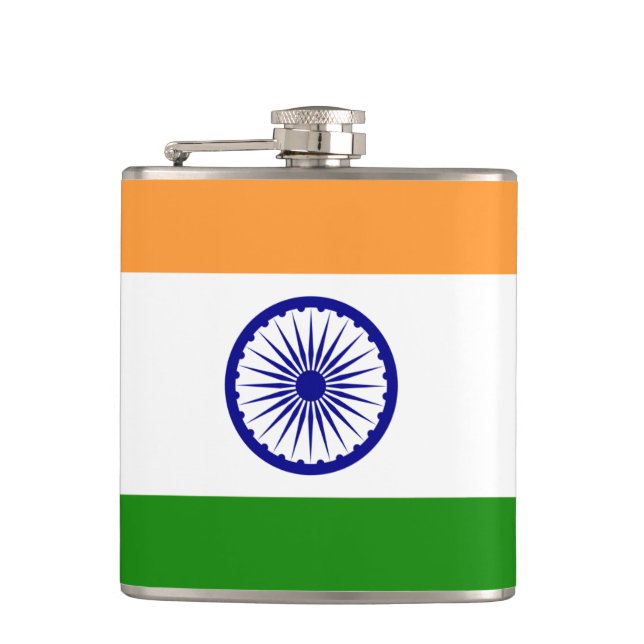 Flag of India Vinyl Wrapped Flask (Front)