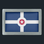 Flag of Indianapolis, Indiana Belt Buckle<br><div class="desc">Belt Buckle with flag of city of Indianapolis,  Indiana; blue flag with white cross and red circle with white star in the centre</div>