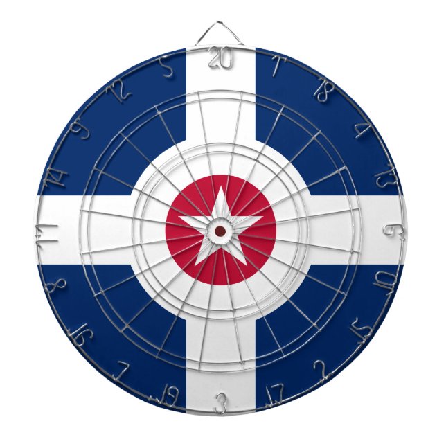 Flag of Indianapolis, Indiana Dartboard With Darts (Front)