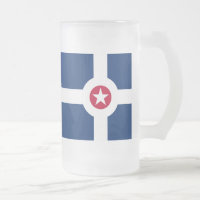 Flag of Indianapolis, Indiana Frosted Glass Beer M