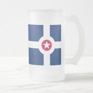 Flag of Indianapolis, Indiana Frosted Glass Beer M Mug