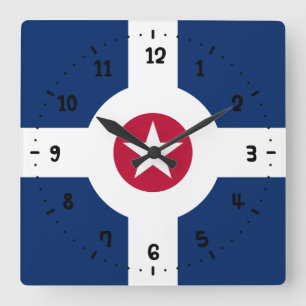 Flag of Indianapolis, Indiana Square Wall Clock