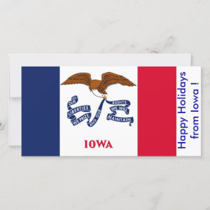 Flag of Iowa, Happy Holidays from U.S.A. Holiday Card