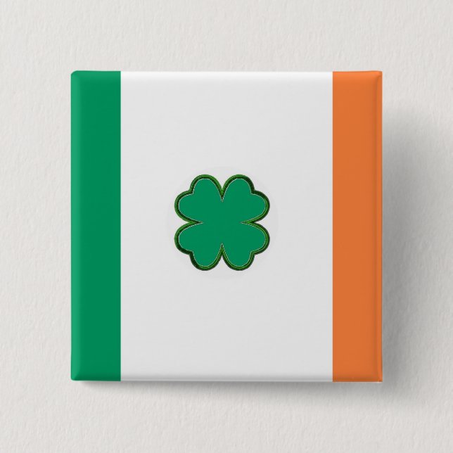 Flag of Ireland Shamrock 15 Cm Square Badge (Front)