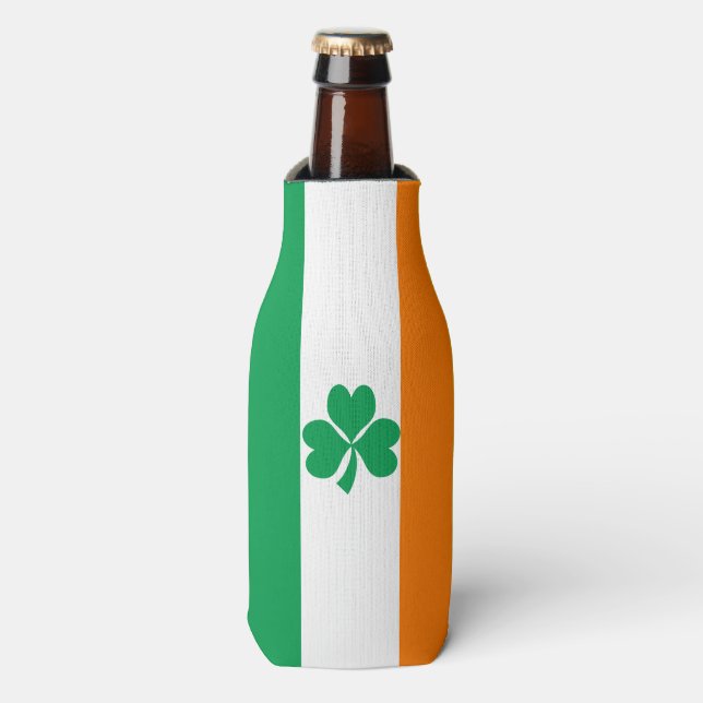 Flag of Ireland Shamrock Bottle Cooler (Bottle Front)