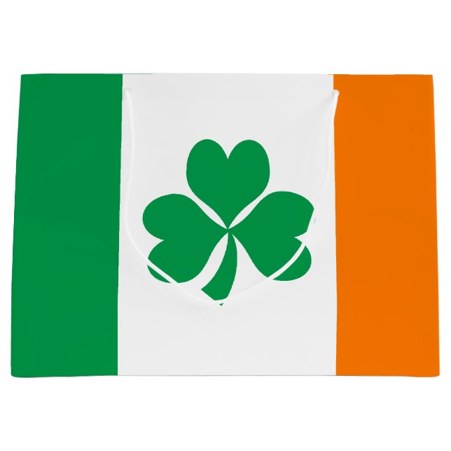 Flag of Ireland Shamrock Large Gift Bag (Front)