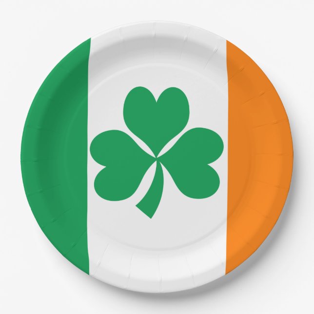Flag of Ireland Shamrock Paper Plate (Front)