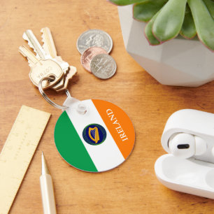 Flag of Ireland with Coat of Arms Key Ring